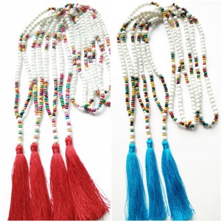 wooden beads colorful mix tassels necklaces handmade 60 Pieces shipping free